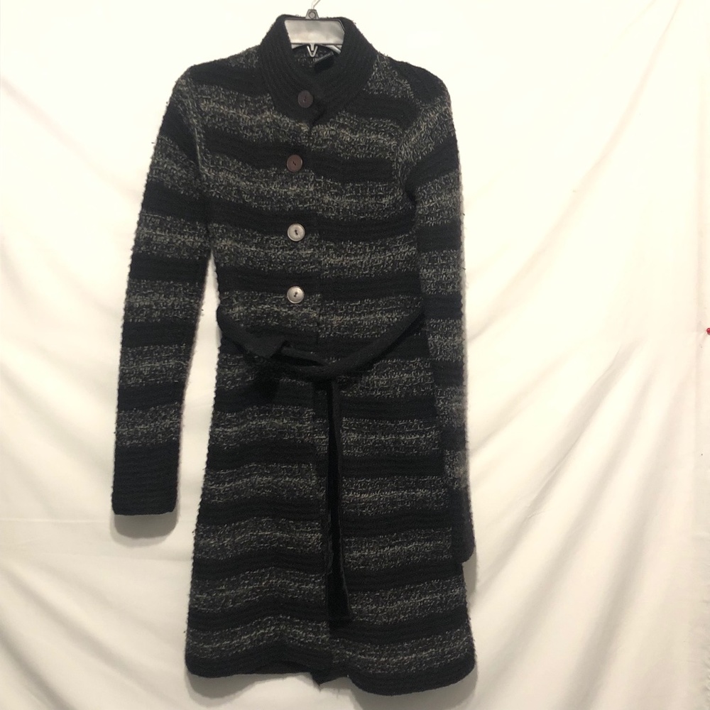 Theory Charcol Gray Wool Cashmere Blend Petite Cardigan Sweater